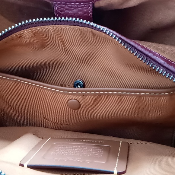 Coach- Lori- Pebble Leather & Suede Tote /Shoulder Bag - Burgundy - Picture 8 of 14